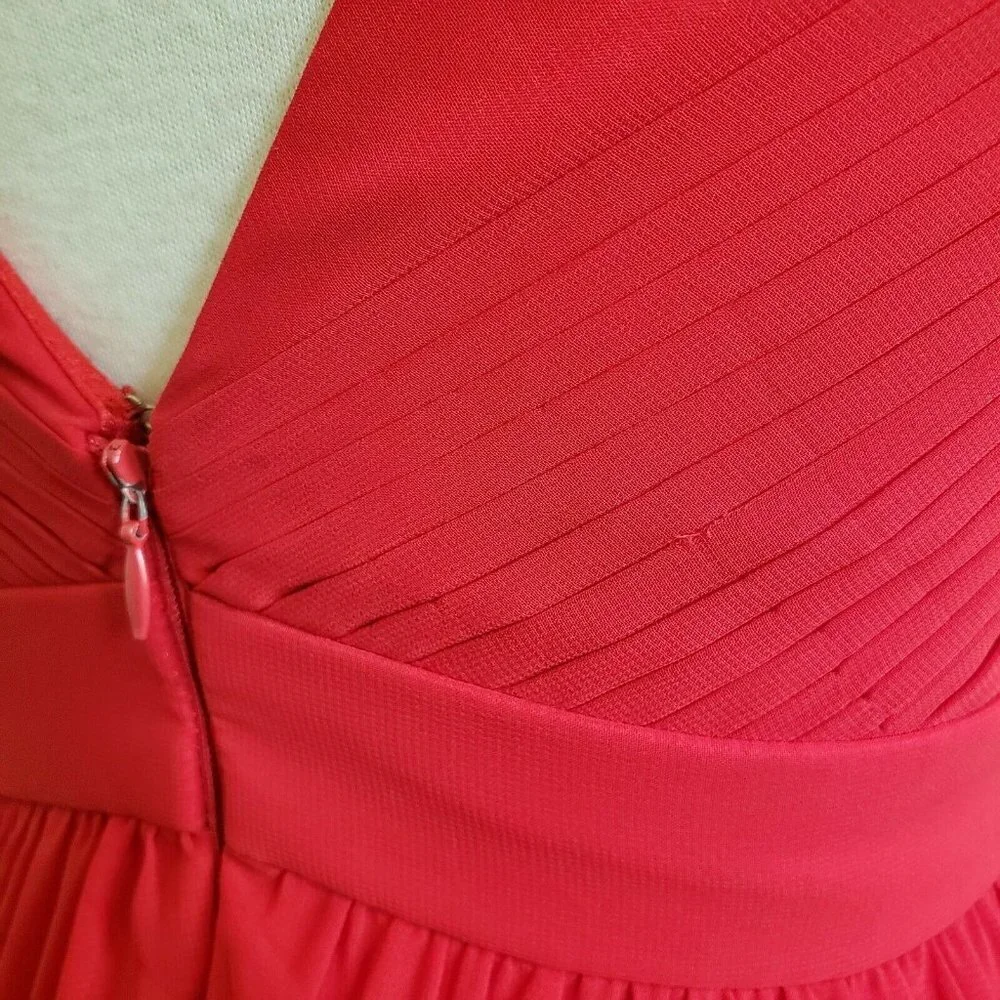 Cinderella Divine Red Plunging V Neck Long Gown Prom Formal Bridesmaid Dress - Picture 6 of 12